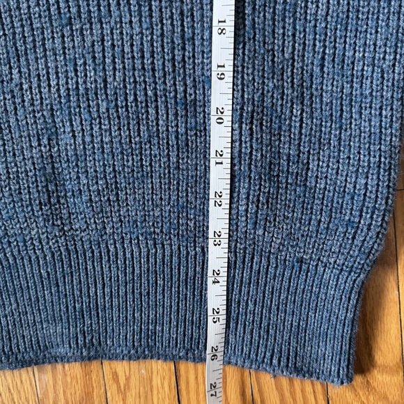Vtg L.L. Bean Heavy Wool Henley Fisherman Sweater High Trek Yarn Blue Mens L - Picture 7 of 8